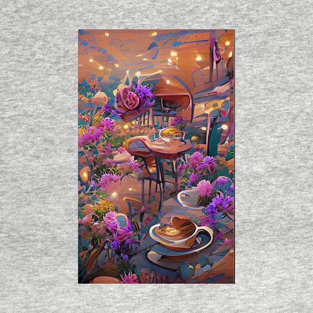 Psychedelic pink floral coffee shop| psychedelic floral coffee by PsychicLove